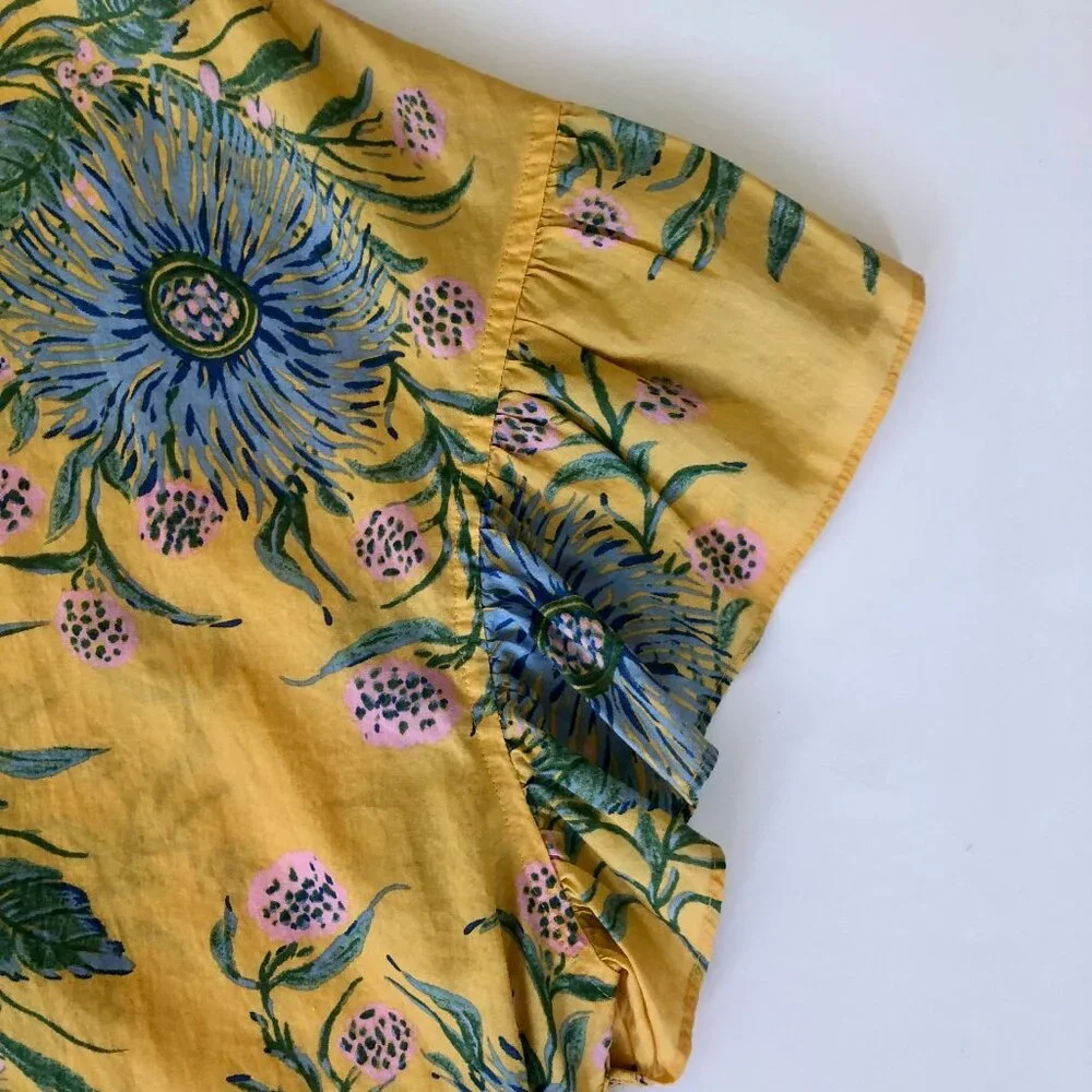 Madewell Floral Flutter Sleeve Blouse, XL - Picture 3 of 10